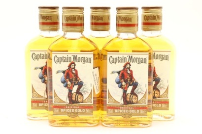 (5) Captain Morgan Original Spiced Caribbean Gold Rum, Puerto Rico, 35% ABV, 200ml