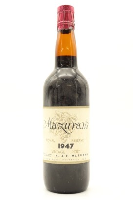 (1) 1947 Mazuran's Royal Reserve Vintage Port, Auckland