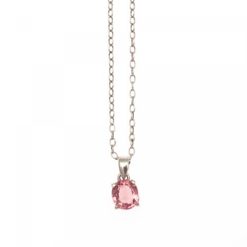 Pink Tourmaline Pendant and Chain