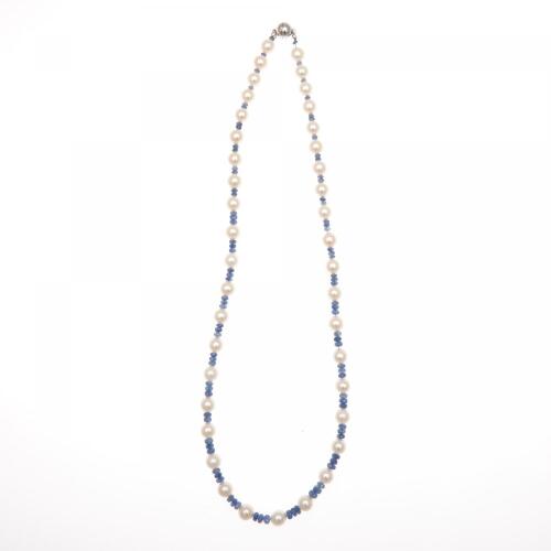 Sapphire and Pearl Necklace