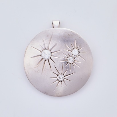 14ct White Gold, .82ct Diamond Set Brooch / Pendant