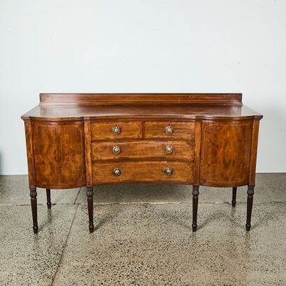 An Edwardian Mahogany Sheraton Revival Sideboard with Lead Line Cellar