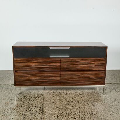 A Bespoke Zebrano Four Drawer Sideboard/Audio Cabinet