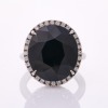 18ct White Gold, Large, 15.20ct Black Sapphire / .28ct Diamond Ring