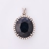 18ct White Gold, Modern, Large 15.20ct Black Sapphire / .28ct Diamond Pendant