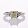 18ct White Gold, Modern, 1.00ct Fancy Light Yellow Diamond / .20ct Diamond Ring