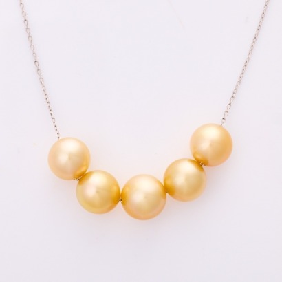 Sterling Silver, 43cm, 9.0mm - 10.00mm Burmese Pearl Necklace - Near new