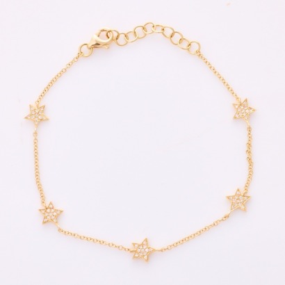 14ct Yellow Gold, .24ct Diamond Set Star Motif Bracelet - Near new