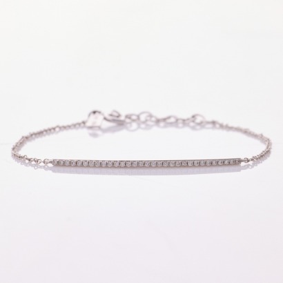 EF Collection, 14ct White Gold, .12ct Diamond Set Bar Bracelet