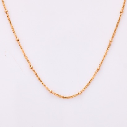 18ct Yellow Gold, 44cm Fine Link Chain with Small Beads