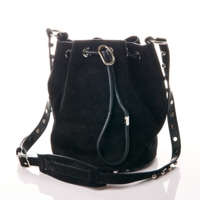 Alexander Wang, Black Suede Alpha Bucket Bag