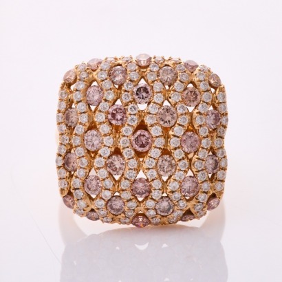 18ct Rose Gold, 1.75ct Pink Diamond / .97ct White Diamond Ring