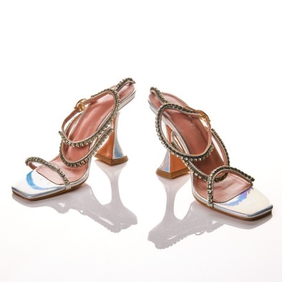 Amina Mauddi,Silver Crystal Heels, Size 37