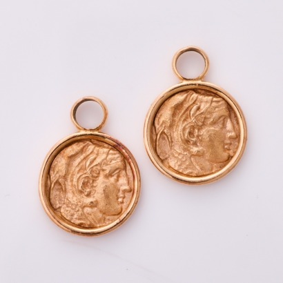 9ct Rose Gold, Greek Coin Style, Earring Charms