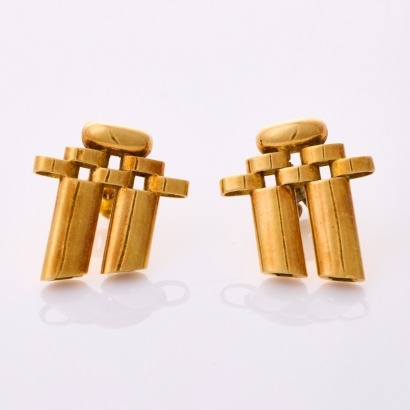 18ct Yellow Gold, Vintage, Flexible Link Earrings, circa 1980's