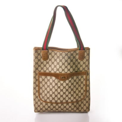 Gucci, Beige / Ebony GG Monogram Sherry Line Tote Bag