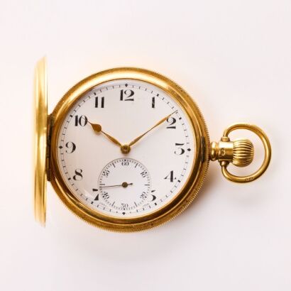 18ct Yellow Gold, Full-Hunter Dennison Cased Swiss Snail Regulator Pocket Watch, circa 1902