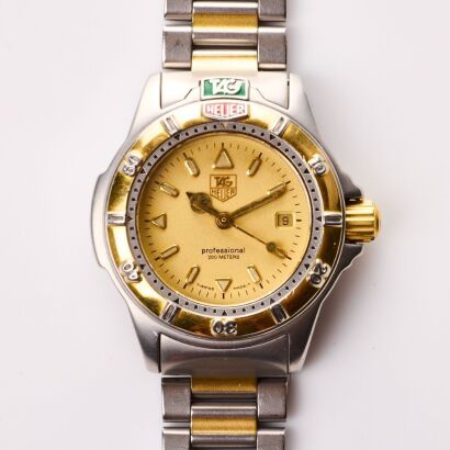 Stainless Steel / Gold Plated, 28mm TAG Heuer Professional 4000 Series Quartz Wristwatch