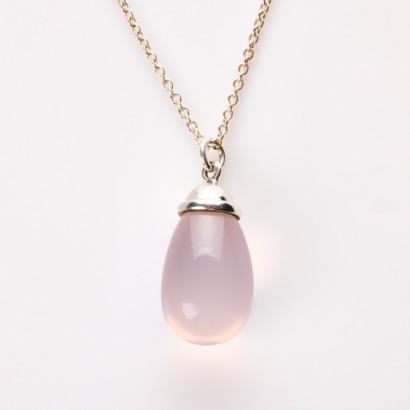 Tiffany & Co., Paloma Picasso, Sterling Silver / Rose Quartz Pendant Necklace