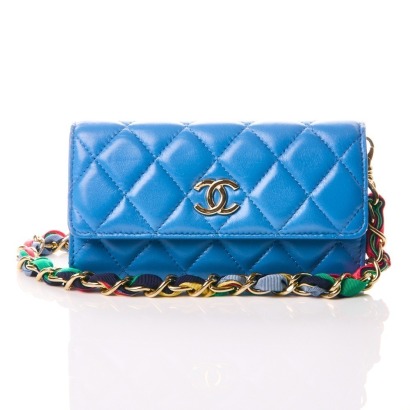 Chanel, Blue Ribbon Wallet on Chain with Box