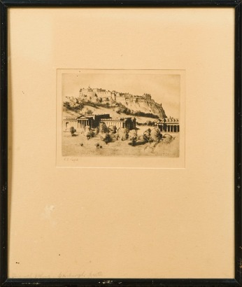 R. S. PAYNE Etching of Edinburgh Castle A/F