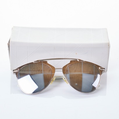 Christian Dior, Dior Reflected Silver Metal Frame Sunglasses with Case