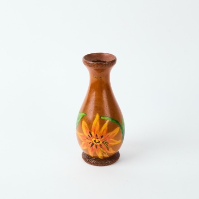A Hand Painted Poker Work Timber Vase