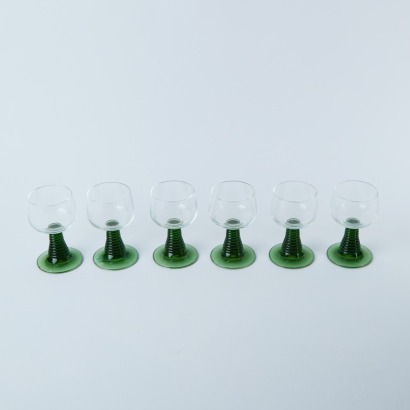 A Set of Six Vintage French Beehive Wine Glasses