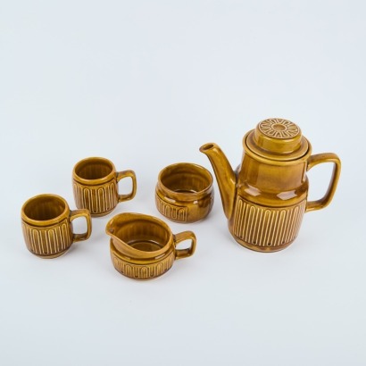 A Crown Lynn Brown Glazed Coffee Set