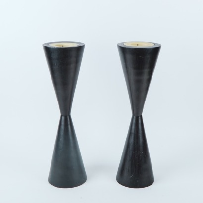 A Pair of Large Conical Candle Holders