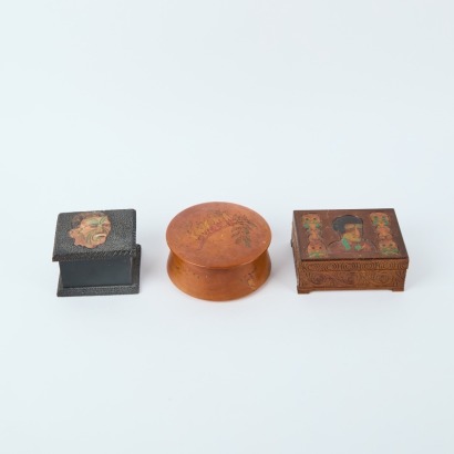 A Collection of Three NZ Folk Art Wooden Boxes