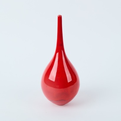 A Peter Collis Red Spired Bottle Vase