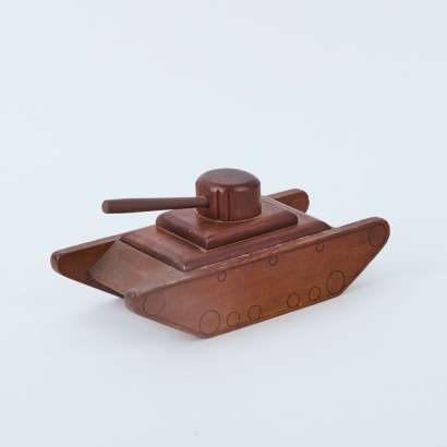 A Trench Art Wooden Tank Box