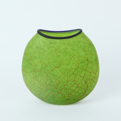A Green Glass Gary Nash Vase