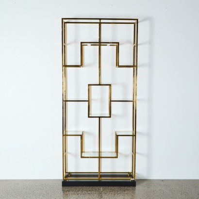 A Hollywood Regency Brass and Glass Etagere