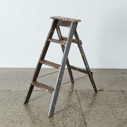 A Charming Vintage Paint Splattered Wooden Ladder