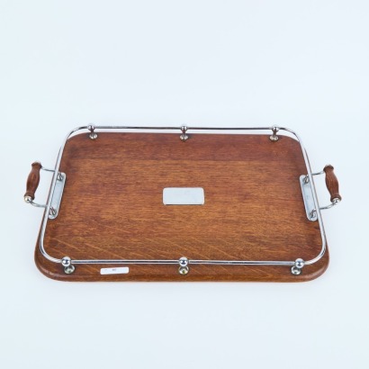 An Antique Oak Gallery Drinks Tray