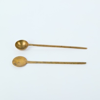 A Pair of Hammered Brass Salad Servers
