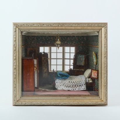 A Vintage Doll's Bedroom Diorama