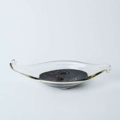 An Inky Black Art Glass Dish