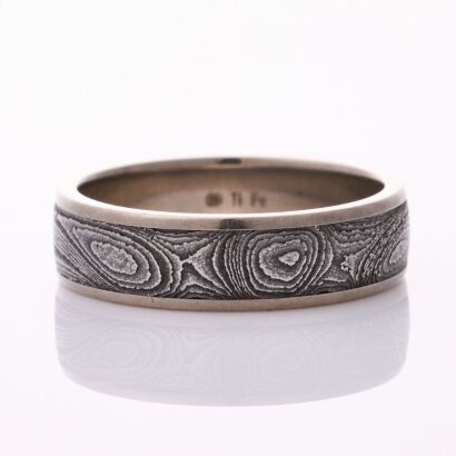 Titanium / Damascus Steel, 6.0mm Wide Gent's Wedding Band, Size V