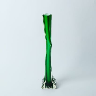 A Green Vintage Double Bent Stem Vase