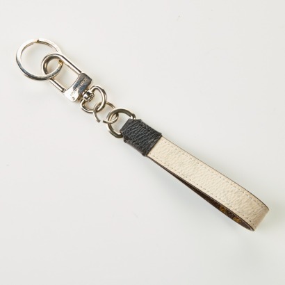 Louis Vuitton, White, Monogram Eclipse Slim Dragonne Bag Charm Key Holder