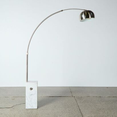 An Arco Style Floor Lamp With Natural Marble Base