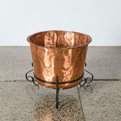 An Antique Copper Log Bin