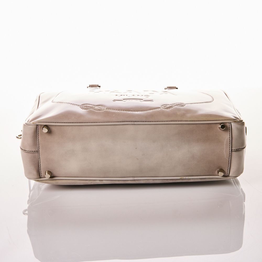 Prada, Vintage, Grey, Spazzolato Logo Bauletto Bag