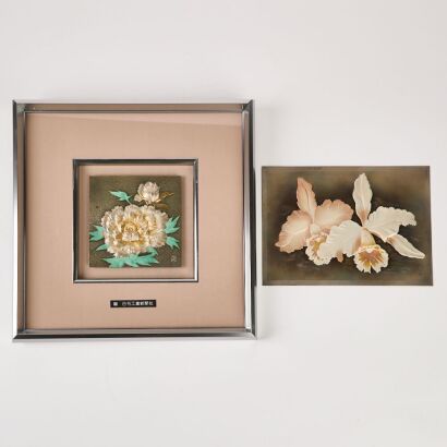 Two Japanese Metal Flower-Decorated Pieces