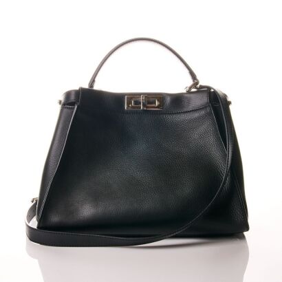 Fendi, Black Leather Medium Peekaboo Bag