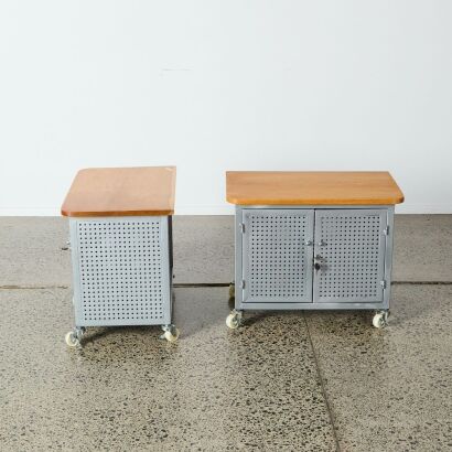 A Pair of Bespoke Industrial Style Bedside Cabinets