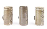 Three Tubular Len Castle Stoneware Coffee Cans with Brown Glaze
